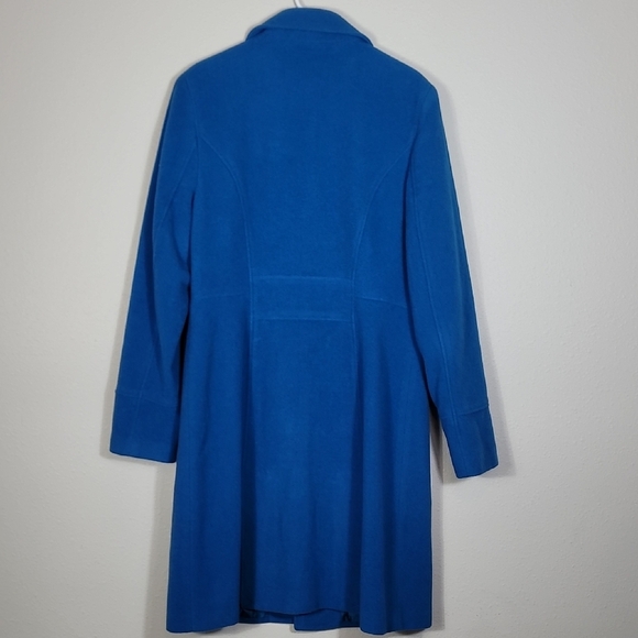 NWT MetroStyle Women Wool Trench Coat Size 12/M/L Teal Blue Button Up Pockets - Picture 11 of 14